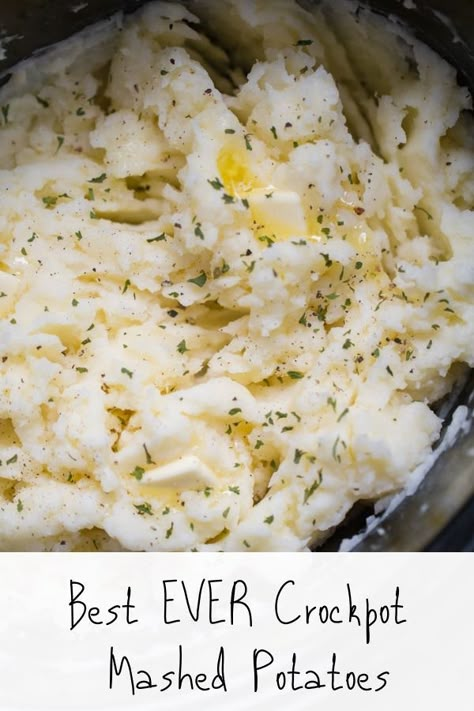 Easy Crockpot Mashed Potatoes, Crockpot Potatoes, Potato Recipes Crockpot, Crockpot Side Dishes, Crockpot Mashed Potatoes, Mashed Potatoes Recipe, Best Thanksgiving Recipes, Thanksgiving Cooking, Thanksgiving Recipes Side Dishes