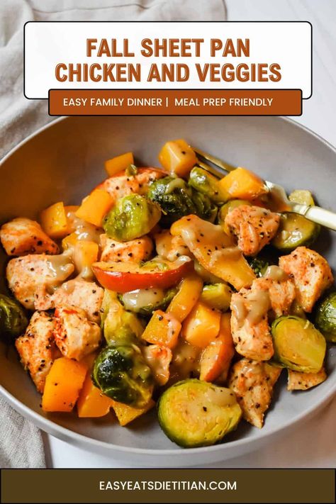 Fall Sheet Pan Chicken and Veggies Healthy Quick Meals Families, Fall Chicken Sheet Pan Dinner, Fall Easy Dinners Healthy, Good Dinner Ideas Healthy, Clean Quick Meals, Best Healthy Dinners, One Dish Chicken Meals Sheet Pan, Family Sheet Pan Dinners, Protein And Healthy Fats Meals