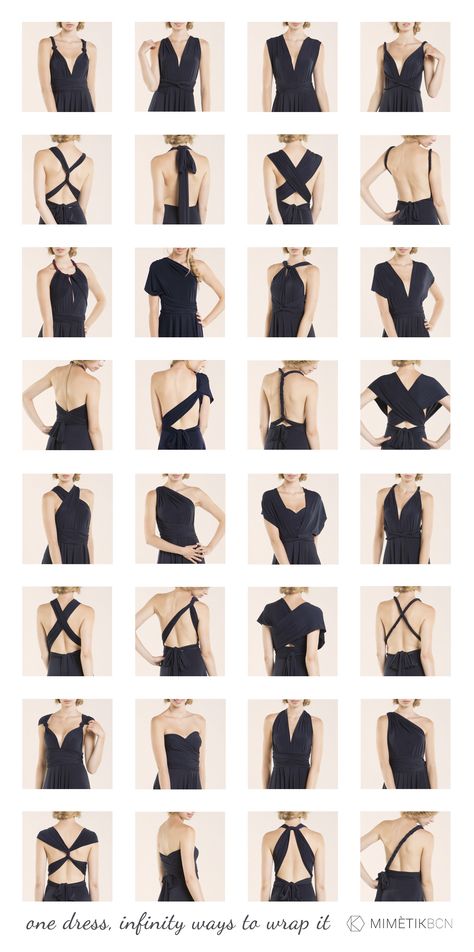 Do you need to know how to wrap your infinity dress? here see more than 20 styles! Backless, one shoulder, strapless, asymetrical, sleeves, V neckline, ¿Quieres saber cómo ajustar su vestido convertible? mira aquí más de 20 estilos! http://mimetikbcn.com/e-shop/ Infinity Dress Styles, Vestido Convertible, Multiway Dress, Multi Way Dress, Fashion Dictionary, How To Wrap, Diy Vetement, Fashion Vocabulary, Infinity Dress