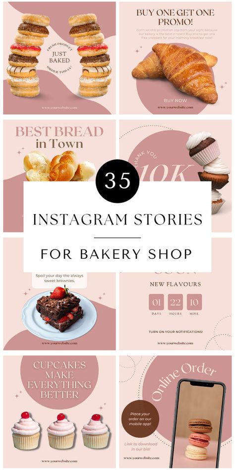 Instagram Post Templates by Amelia Bakery Instagram Post, Business Instagram Post, Bakery Branding Design, Bakery Instagram, Cake Instagram, White Branding, Heavenly Desserts, Bakery Store, Pastry Design