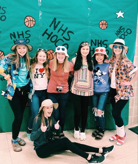 Tourist Dress Up Day, Tacky Tourist Outfit, Tacky Tourist, Tourist Outfit, Spirit Days, Cheer Practice, Dress Up Day, Spirit Week, Cute Outfits