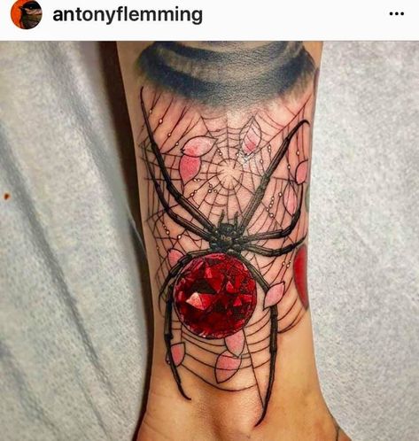 Black Widow Tattoo, Gem Tattoo, Crystal Tattoo, Widow Spider, Black Widow Spider, Butterfly Tattoos For Women, Spider Tattoo, Gothic Tattoo, 3d Tattoos