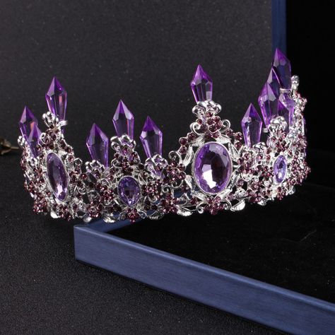 Purple Tiara, Crown Men, Crystal Bridal Jewelry Sets, Purple Crown, Tiaras Jewellery, Crystal Bridal Tiaras, King Crown, Crown Necklace, Royal Queen