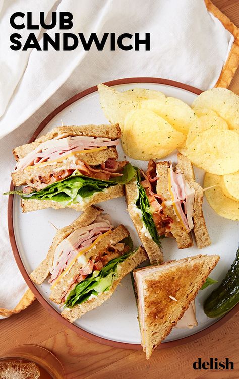 The club sandwich is the best sandwich of all time. #easy #recipe #classic #turkey Club Melt Sandwich, Unique Sandwiches, Sandwich Party, Sandwich Healthy, Club Sandwiches, Club Sandwich Recipes, Classic Turkey, Easy Sandwich, Turkey Club