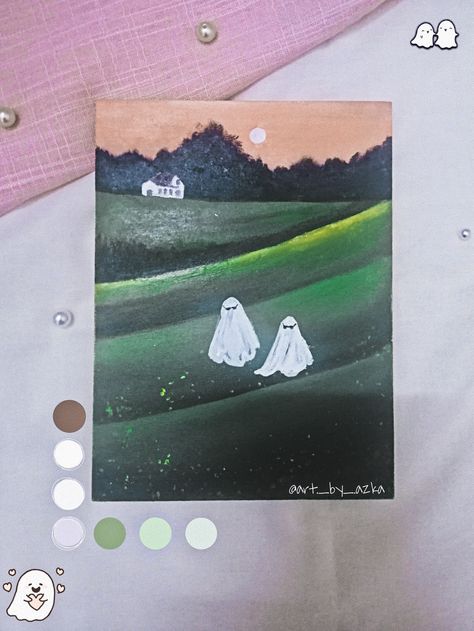 Trend Painting, Ghost Trend, Lil Ghost, Ghost Painting, Ghost Photography, Gouache Art, Painting Inspo, Painting Art Projects, Halloween Art