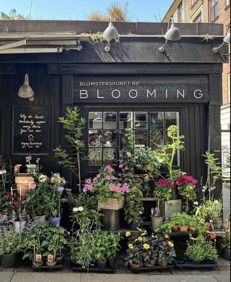 Small Flower Shop Exterior, Vintage Flower Shop Interior, Industrial Flower Shop, Modern Florist Shop, Plant Shop Exterior, Flower Shop Store Fronts, Flower Store Design, Plant Store Aesthetic, Modern Flower Shop