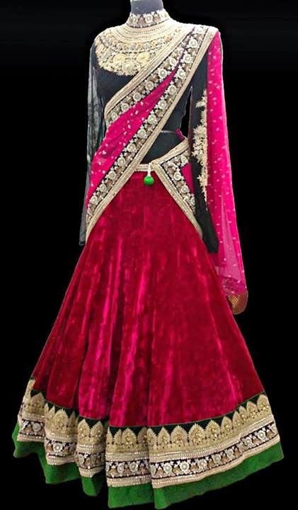 Half Sari, Sabyasachi Lehenga Bridal, Sabyasachi Bridal, Desi Wear, Saree Blouse Patterns, Indian Bridal Wear, Lehenga Designs, Indian Attire, Pakistani Bridal