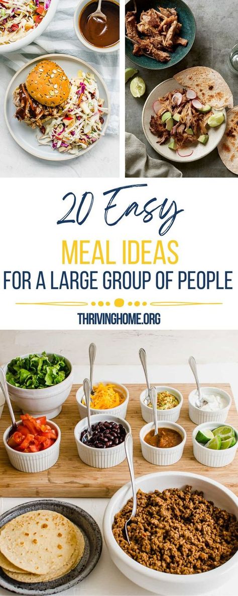 Dinner Ideas For A Group, Fun Dinner Ideas, Large Group Of People, Large Group Meals, Fun Dinner, Large Family Meals, Meal Train Recipes, Vacation Meals, Easy Meal Ideas