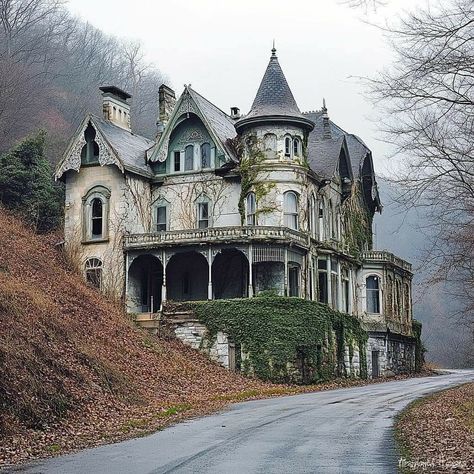 Huge Mansion, Abandoned Ohio, American Vibes, Pretty Buildings, Huge Mansions, Abandoned Homes, Side Road, Creepy Houses, Victorian Style Homes