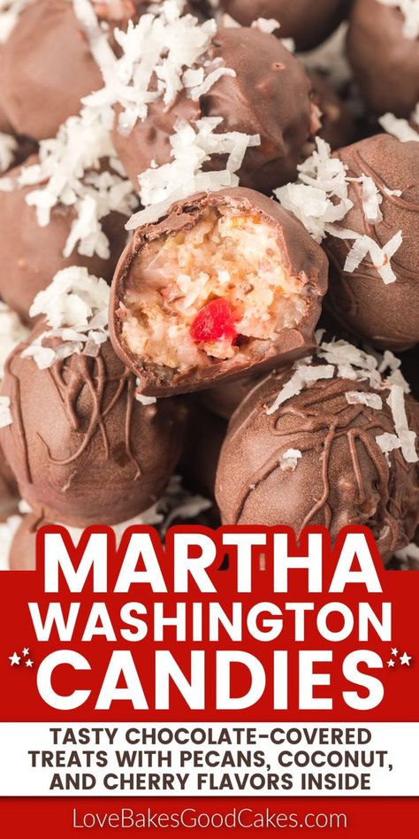 Martha Washington Candies pin collage Martha Washington Candy, Christmas Cookie Exchange Recipes, Cookie Exchange Recipes, Best Chocolate Desserts, Martha Washington, Cherry Chocolate, Chocolate Covered Treats, Christmas Candy Recipes, Homemade Candies