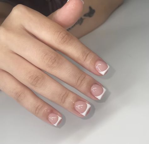 Modern French Tip Nails Square Short, French Tip Very Short Nails, French Too Short Nails, Extra Short Nails French Tip, Super Short Nails French Tip, Square Nail French Manicure, Super Short French Tip Acrylic Nails, Very Short French Tip Acrylic Nails, Short Nails For Medical Field