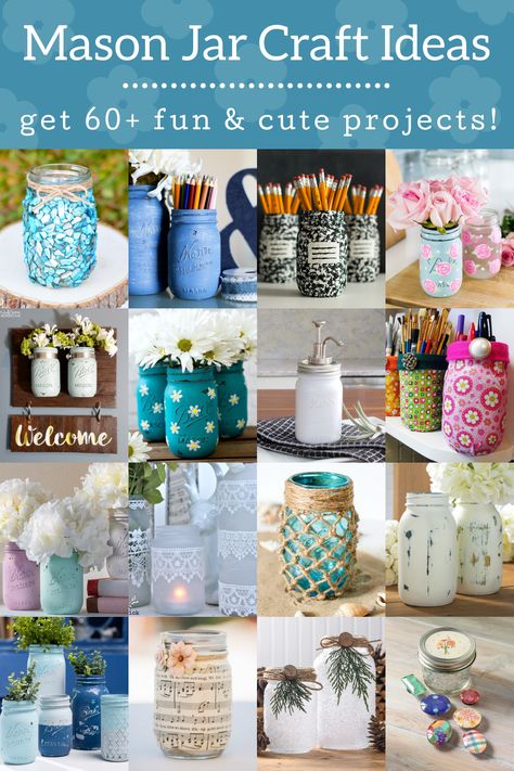 Do you love mason jar crafts? I'm obsessed with the countless ways to decorate jars; here are some Mod Podge mason jars I think you'll love. Resin Mason Jar Crafts, Upcycle Mason Jars, Mason Jar Crafts For Adults, Square Glass Vase Crafts, Mason Jar Upcycle, Things To Put In Mason Jars, Painted Canning Jars, Glass Pickle Jars Ideas, Pint Jar Crafts