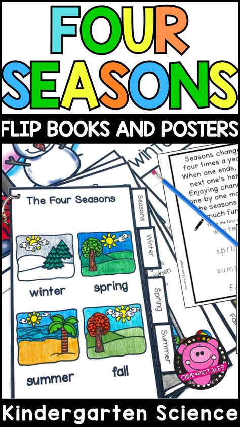 Make learning about the four seasons a fun adventure with these engaging flip books and posters! Perfect for kindergarten and first-grade students, these resources help kids discover the wonders of winter, spring, summer, and fall. Preschool and Pre-K learners can join in the fun too with simple activities at home. Teach your students exciting facts about each season and keep them excited about learning all year round! Kindergarten Science Lessons, Books For Kindergarten, Weather Science, Fun Facts For Kids, Simple Activities, Kindergarten Curriculum, Fall Kindergarten, Flip Books, Kindergarten Books