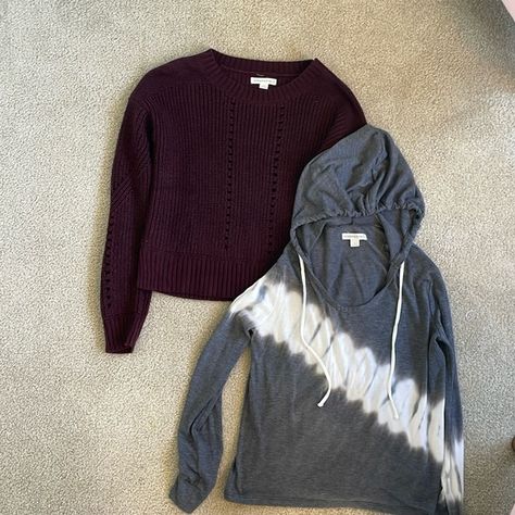 Aeropostale set. Sweater and lightweight hoodie. Size small Aeropostale Set, Aeropostale Tops, Burgundy Sweater, Grey Hoodie, Lightweight Hoodie, Aeropostale, Hoodie Shirt, Grey, White