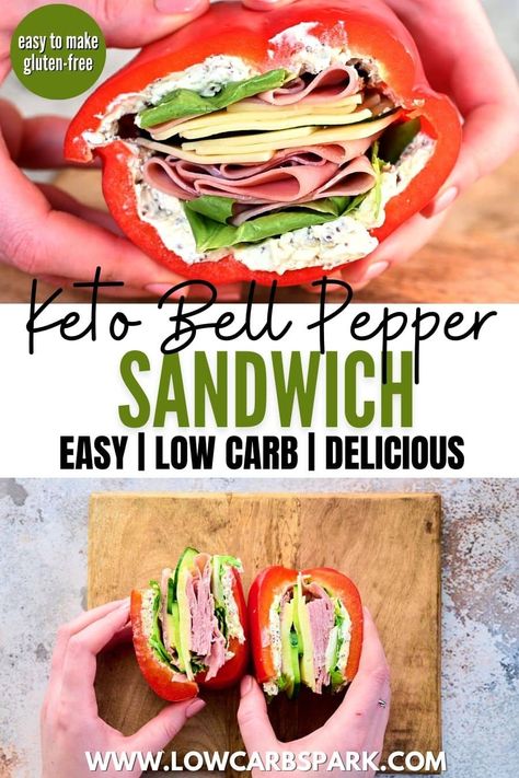 Lunch Meat Wraps, Lunchmeat Sandwiches, Bell Pepper Sandwich, Boat Snacks, Vegetarian Sandwich Recipes, 500 Calorie Meals, Pepper Sandwich, Healthy Sandwich Recipes, Kidney Friendly Foods