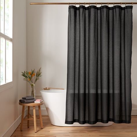 Black Shower Curtain Bathroom, Spa Shower Curtain, Dark Shower Curtain, Mens Bathroom Decor, Dark Bathroom Ideas, Black Shower Curtain, Shower Curtain Black, Botanical Motifs, Black Shower Curtains