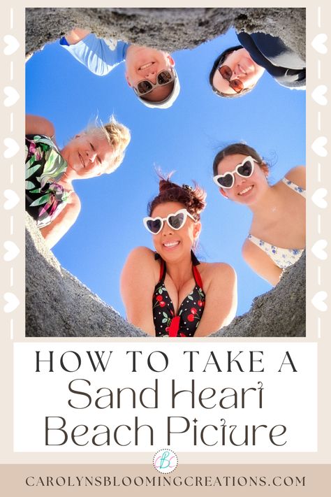 How to Take a Sand Heart Beach Picture — DIY Home Improvements Carolyn's Blooming Creations Fun Beach Pictures, How To Make Sand, Sand Heart, Diy Home Improvements, Mobile Diy, Sand Pictures, Cute Beach Pictures, Beach Heart, Seashell Ornaments