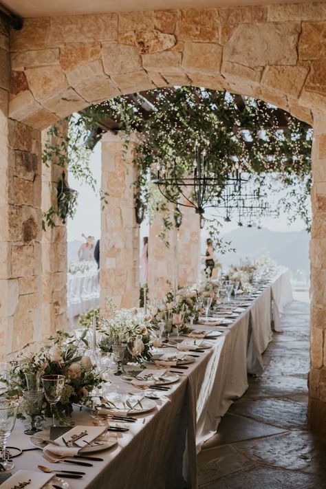 Malibu Rocky Oaks Wedding, Tuscan Hills, Malibu Rocky Oaks, Rustic Landscape, Rustic Wedding Decorations, Tuscan Wedding, Stone Architecture, Outdoor Wedding Reception, Wedding Decor Inspiration