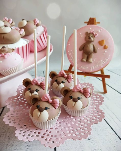 Teddy Bear Cake Pops, Teddy Bear Birthday Cake, Teddy Bear Cupcakes, 1st Birthday Celebration, Bear Baby Shower Theme, Bear Cupcakes, Idee Babyshower, Cookies Theme, Baby Shower Cake Pops