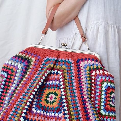 Tutorial Crochet Bag, Elegant Square Crochet Shopping Bag, Elegant Square Crochet Bag, Mary Poppins Crochet Pattern, Retro Square Crochet Bag, Crochet Frame, Mary Poppins Bag, Poppins Bag, Boho Chic Bags