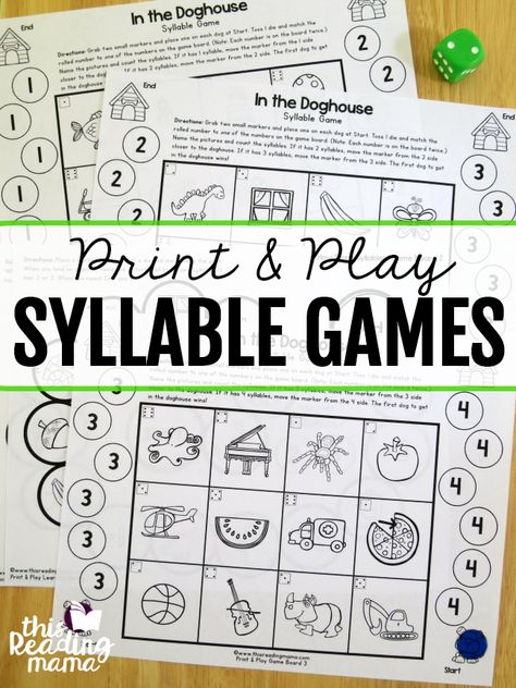 If you’re working with your learners on counting syllables like I am, grab these Print and Play Syllable Games. They’re NO PREP and interactive. Looking for more? We have Print & Play Rhyming Games as well as a whole set of Print & Play Phonics Games! *This post contains affiliate links. **The free syllable games … Syllables Kindergarten, Syllable Activities, Teaching Syllables, Syllable Games, Counting Syllables, Teaching Reading Skills, Rhyming Games, Syllables Activities, Syllable Types