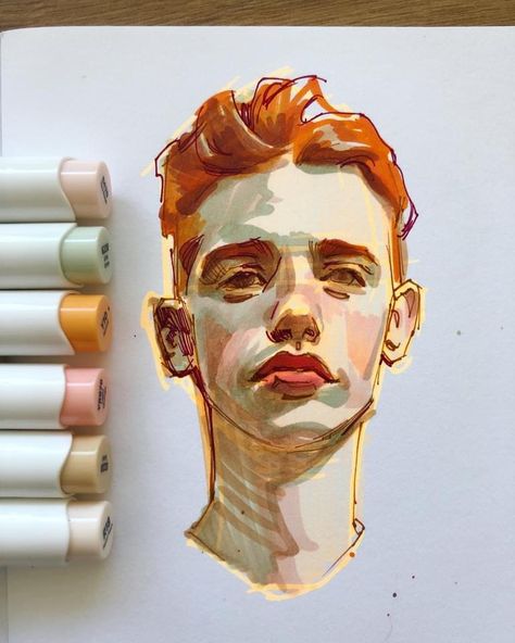 Marker Figure Drawing, Chris Hong Art, Marker Portrait, People Sketches, Marker Illustration, Marker Sketch, Ohuhu Markers, Posca Art, My Dear Friend