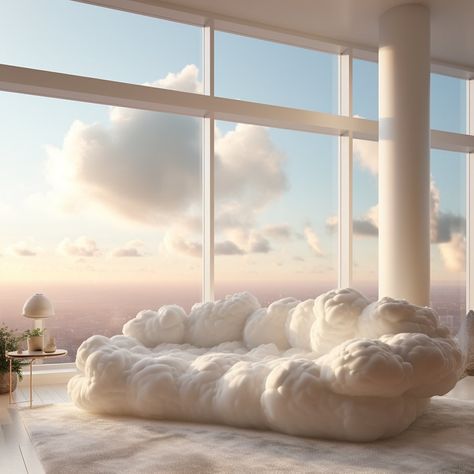 Introducing the Cloud Couch, a remarkable piece of furniture that brings the soothing softness and serenity of clouds right into your living space. This The Cloud Couch, Podcast Room, Cloud Couch, Wooden Garden Bed, Unique Sofas, Character Sheets, Unique Furniture Pieces, The Cloud, Room Layout