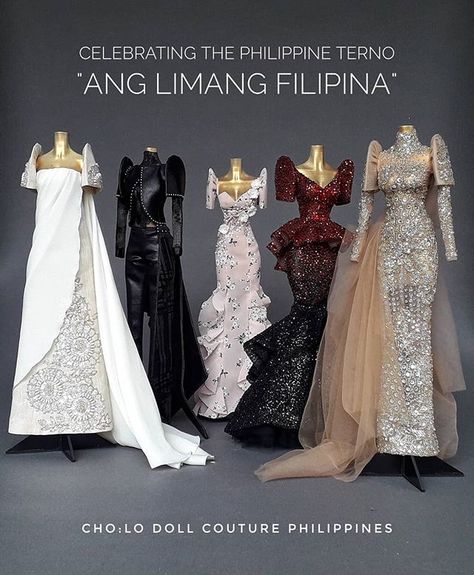 n their way... the five most important work yet. Ang Limang Filipina was exhibited during the the first ever @ternocon_2018 made possible Tradition Filipino Dress, Modern Filipiniana Gown Prom, Filipino Dresses, Filipina Dress, Filipiniana Fashion, Cultural Center Of The Philippines, Filipino Dress, Debut Themes, Philippines Dress