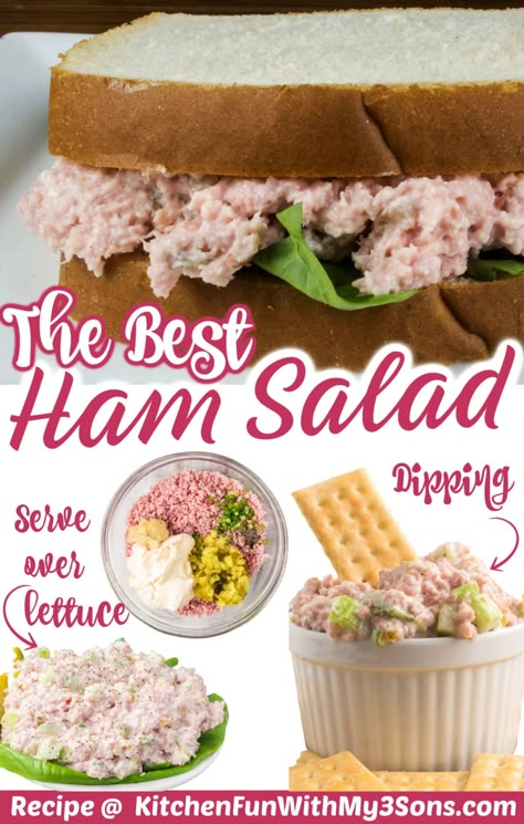 Ham Spread Recipe, Best Ham Salad, Macaroni Salad With Ham, Ham Salad Recipe, Ham Salad Sandwich, Sandwich Spread Recipes, Ham Salad Recipes, Sweet Relish, Lettuce Recipes