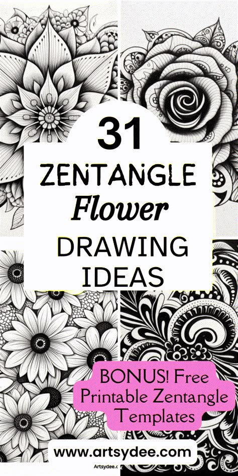 Intricate Drawing Ideas, Zen Doodle Flowers, Zentangle Patterns Flower, Unique Zentangle Drawings, Random Patterns Drawing, Zentangle Animals Art, Floral Zentangle, Patterns Zentangle, Zantangle Art