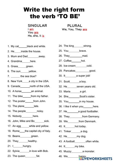 Verb to be online worksheet for Grade 1. You can do the exercises online or download the worksheet as pdf. Verbs Worksheets For Grade 1, Grammar For Grade 1, To Be Worksheet For Kids, To Be Worksheet, Verb Exercises Worksheets, Verb Worksheets For Grade 1, Verbs Worksheet For Grade 1, Verbs Worksheet Grade 3, To Be Verbs