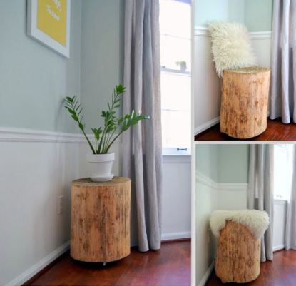 Tree Stump Side Table, Tree Stump Table, Stump Table, House Decor Rustic, Log Furniture, Table Makeover, Tree Stump, Easy Home Decor, Clipboard