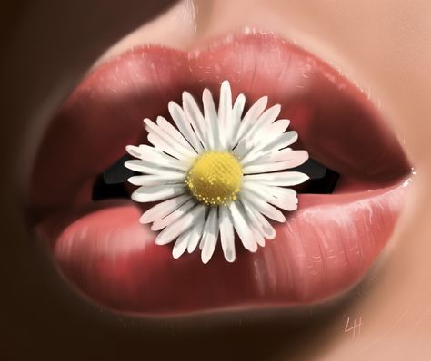 I love to draw lips - idk why See me draw this on my yt💫 #daisy #flower #art #artwork #lips #arttutorials #youtube #mouth #openlips #girlboss #sweet #cute #procreate #ipad #digitalart #tutorial Flower In Mouth Drawing, Flower Lips, Daisy Flower Art, Mouth Painting, Lips Illustration, Draw Lips, Foto Inspo, Beauty Content, Mouth Drawing