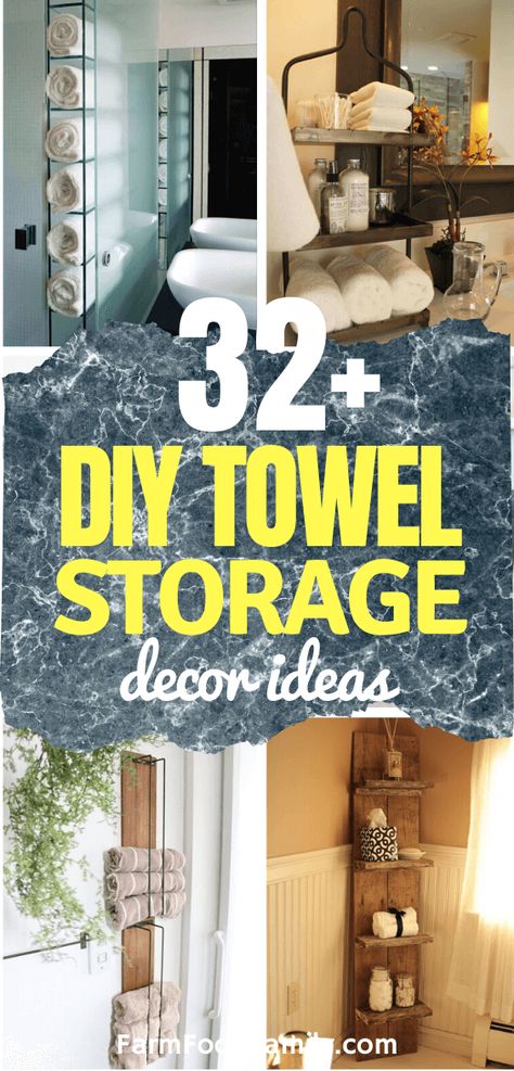 32+ Creative DIY Towel Storage Ideas & Designs For Bathroom In 2021 Towel Storage Small Bathroom, Diy Towel Storage, Shelving Ideas Bathroom, Bathroom Shelf Decor Ideas, Bathroom Shelving Ideas, Bathroom Towel Storage Ideas, Towel Storage Ideas, Bathroom Wallpaper Modern, Shelf Decor Ideas