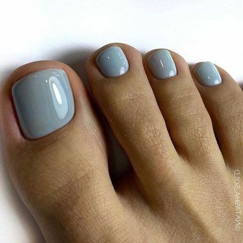 Dusty Blue Pedicure, Toe Nails Ideas Summer 2024, Grey Pedicure Toenails, September Pedicure Colors, Light Blue Toe Nails, Light Blue Toes, January Pedicure Colors, Grey Pedicure, Spring Toenail Colors