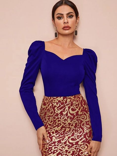 Fall Blouses, Beachwear Swimwear, Fall Blouse, Blouse Neck Designs, Elegant Blouses, Puff Sleeve Blouse, Women Blouses, Indian Wedding Dress, Sweetheart Neck