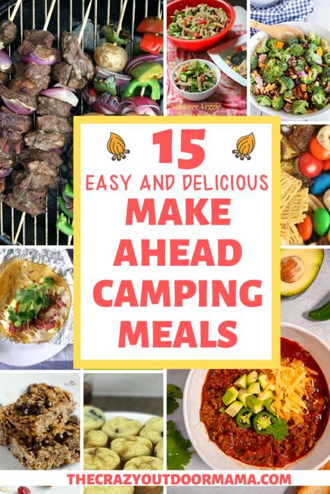 Healthy Camping Meals, Make Ahead Camping Meals, Beef Kabob Marinade, Rv Meals, Camping Meal Ideas, Slow Cooker Chili Beef, Easy Camping Recipes, Camping Food Make Ahead, Camping Meal Planning