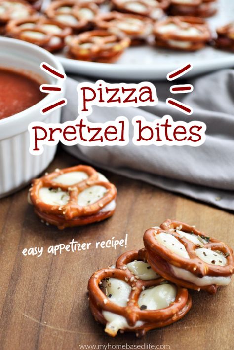 Pretzel Pizza Bites, Pepperoni Pretzel, Pizza Bites Appetizer, Pizza Pretzel, Pretzel Pizza, Party Food Bars, Pretzel Bites Recipes, Baked Pretzels, Easy To Make Appetizers