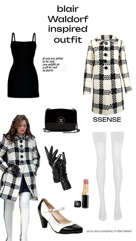 Blair Waldorf inspired outfit well the coat is from SSENSE , the stockings are from agent provocateur ,the heels from shein and lastly the gloves from Amazon.....❤️ Gossip Girl Blair Outfits, Blair Waldorf Inspired Outfits, Blair Fashion, Estilo Blair Waldorf, Blair Waldorf Outfits, Blair Waldorf Style, Ny Outfits, Gossip Girl Outfits, Casual Work Outfits Women