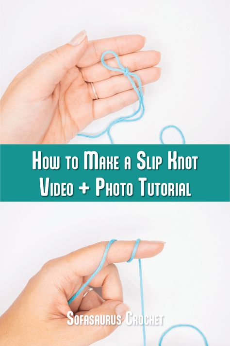 How to Make a Slip Knot - Sofasaurus Easy Slip Knot, How To Tie A Slip Knot, How To Make A Slip Knot, Slip Knot Tutorial, Slip Knot Crochet, Slip Knot Bracelets, Beanie Knitting Patterns Free, Beanie Knitting, Sewing Measurements