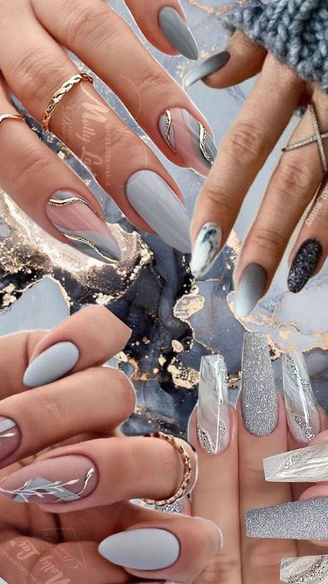 beautiful grey marble nails. Perfect designs if you are looking for greyish nails. Grey Marble Nails, Nails Aesthetics, Grey Nails, Grey Nail Designs, Gray Nails, Marble Nails, Grey Marble, Nails Inspiration, Nail Designs