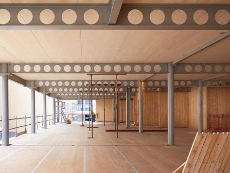 CLT buildings Cross Laminated Timber, Steel Architecture, Beam Structure, Architecture Today, Steel Structure Buildings, Timber Buildings, Wood Architecture, Steel Columns, Timber Structure