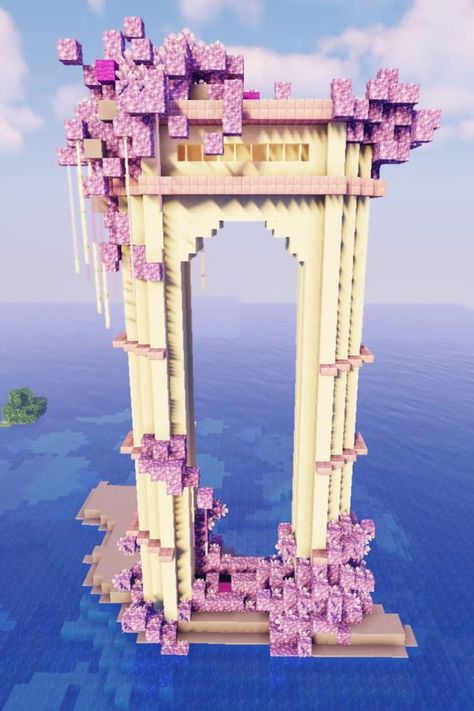 #minecraft #nether #portal #gate #build #howto #purple #violet #purpur #amethyst #quartz #railing #endrod #water #sildurs #shaders #timelapse #fantasy #magical Big Minecraft Houses, Description Ideas, Minecraft Portal, Nether Portal, Minecraft Kingdom, Build Minecraft, Minecraft Structures, Bangunan Minecraft, Minecraft House Plans