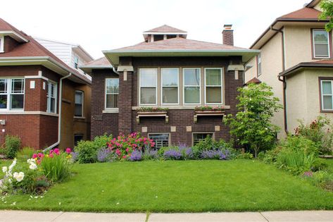 Check Out Before/After Pix Of Award-Winning Albany Park Bungalow Rehabs - Albany Park - Chicago - DNAinfo Bungalow Remodel, Chicago Bungalow, Window Restoration, Built In Buffet, Albany Park, Room Focal Point, Window Planters, Window Planter Boxes, Brick Exterior House