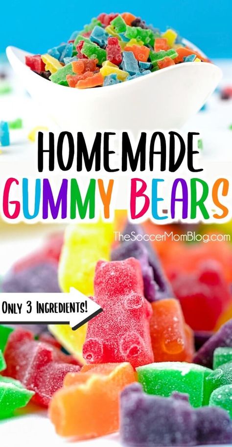 Jello Gummy Bears, How To Make Gummies, Gummy Bear Recipe, Making Gummy Bears, Homemade Gummy Bears, Gummy Snacks, Homemade Gummies, Gummies Recipe, Bear Recipes