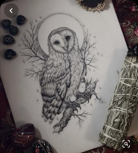 White Owl Tattoo, Barn Owl Tattoo, Labyrinth Tattoo, Owl Tattoo Ideas, Owl Tattoo Drawings, Cute Owl Tattoo, Owl Sketch, White Tattoos, Barn Owls