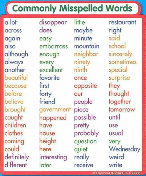 Common misspelled words 3rd Grade Spelling Words, 5th Grade Spelling, Spelling Bee Words, 4th Grade Spelling, 3rd Grade Spelling, Words Stickers, Commonly Misspelled Words, Teacher Crafts, Spelling Words List