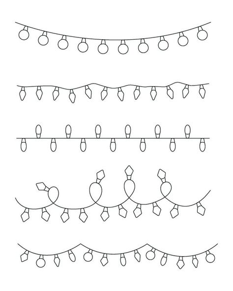 Drawing Christmas Lights, Christmas Lights Doodle, Cartoon Christmas Lights, String Lights Aesthetic, Xmas Graphic Design, Christmas Outline, Christmas Lights Drawing, Lights Drawing, Optician Marketing