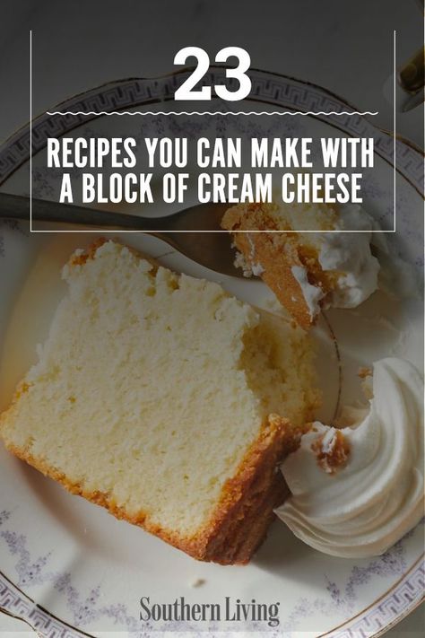 Once you've added cream cheese to your pound cake, you'll never want to make it any other way again. #creamcheeserecipes #creamcheesedesserts #dessertrecipes #southernliving Cream Cheese Butter Bliss Cake, Cakes With Cream Cheese In Them, Breakfast Recipes With Cream Cheese, Dessert Recipe With Cream Cheese, Quick Cream Cheese Recipes, Philadelphia Cream Cheese Desserts, Recipes To Use Cream Cheese, Deserts Using Cream Cheese, Cream Cheese And Pudding Desserts