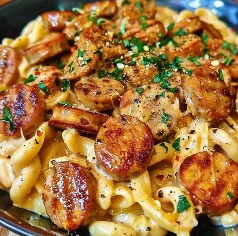 Smoked Sausage Cajun Alfredo – Naomi's Recipes Cajun Sausage Alfredo, Smoked Sausage Cajun Alfredo, Recipes Smoked Sausage, Sausage Cajun Pasta, Cajun Alfredo Recipe, Turkey Smoked Sausage, Smoked Sausage Recipes Pasta, Sausage Alfredo Pasta, Cajun Alfredo